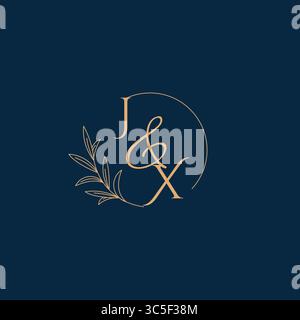 JX Initial Wedding Monogram Logo with Minimalistic Style vector graphic Stock Vector