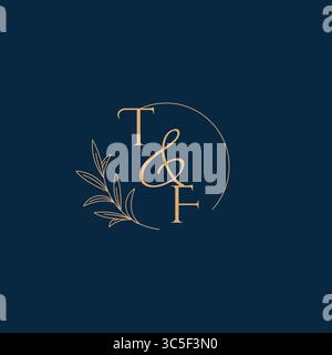 TF Initial Wedding Monogram Logo with Minimalistic Style vector graphic Stock Vector