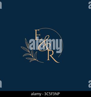 ER Initial Wedding Monogram Logo with Minimalistic Style vector graphic Stock Vector