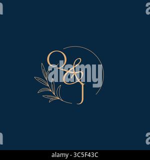 QJ Initial Wedding Monogram Logo with Minimalistic Style vector graphic Stock Vector
