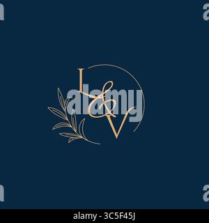 LV Initial Wedding Monogram Logo with Minimalistic Style vector graphic Stock Vector