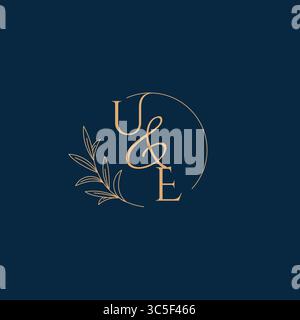 UE Initial Wedding Monogram Logo with Minimalistic Style vector graphic Stock Vector