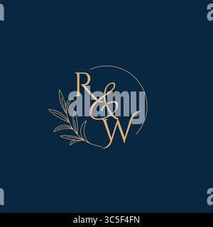 RW Initial Wedding Monogram Logo with Minimalistic Style vector graphic Stock Vector