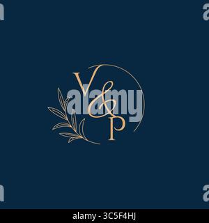 VP Initial Wedding Monogram Logo with Minimalistic Style vector graphic Stock Vector