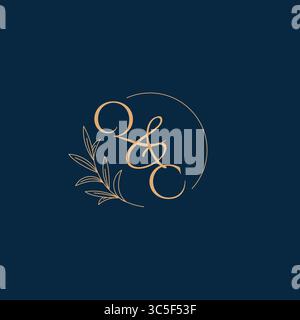 QC Initial Wedding Monogram Logo with Minimalistic Style vector graphic Stock Vector
