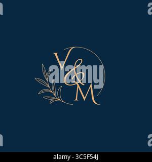 VM Initial Wedding Monogram Logo with Minimalistic Style vector graphic Stock Vector