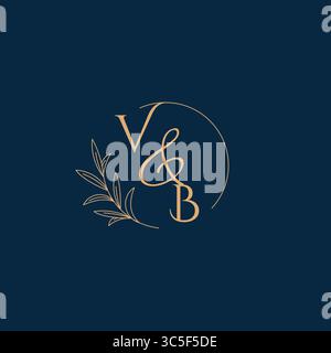 VB Initial Wedding Monogram Logo with Minimalistic Style vector graphic Stock Vector