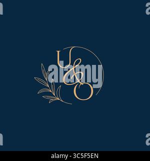 UO Initial Wedding Monogram Logo with Minimalistic Style vector graphic Stock Vector