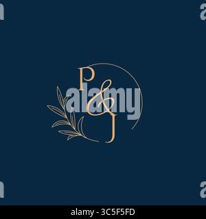 PJ Initial Wedding Monogram Logo with Minimalistic Style vector graphic Stock Vector