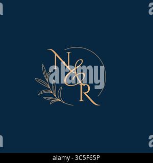NR Initial Wedding Monogram Logo with Minimalistic Style vector graphic Stock Vector