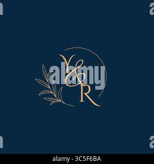 YR Initial Wedding Monogram Logo with Minimalistic Style vector graphic Stock Vector