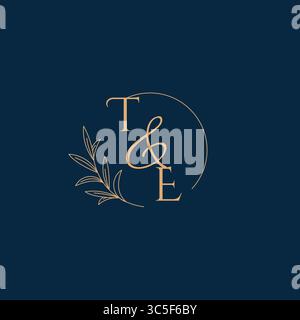 TE Initial Wedding Monogram Logo with Minimalistic Style vector graphic Stock Vector