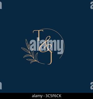 TJ Initial Wedding Monogram Logo with Minimalistic Style vector graphic Stock Vector