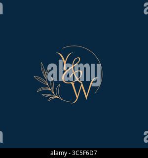 YW Initial Wedding Monogram Logo with Minimalistic Style vector graphic Stock Vector