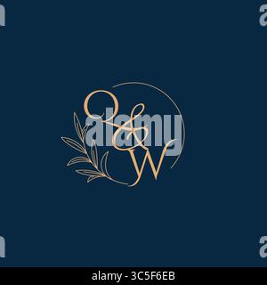 QW Initial Wedding Monogram Logo with Minimalistic Style vector graphic Stock Vector