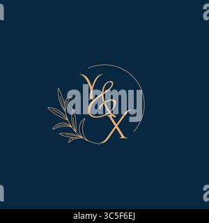YX Initial Wedding Monogram Logo with Minimalistic Style vector graphic Stock Vector