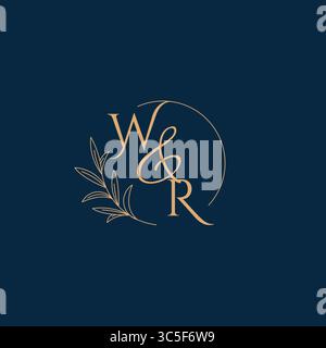 WR Initial Wedding Monogram Logo with Minimalistic Style vector graphic Stock Vector
