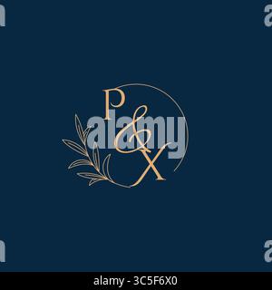 PX Initial Wedding Monogram Logo with Minimalistic Style vector graphic Stock Vector