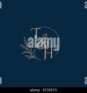 TH Initial Wedding Monogram Logo with Minimalistic Style vector graphic Stock Vector