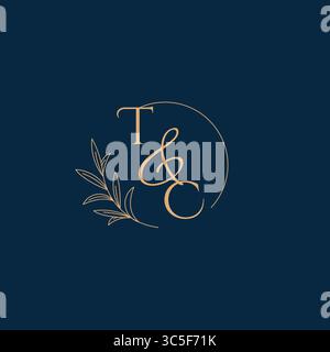 TC Initial Wedding Monogram Logo with Minimalistic Style vector graphic Stock Vector