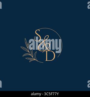 SD Initial Wedding Monogram Logo with Minimalistic Style vector graphic Stock Vector