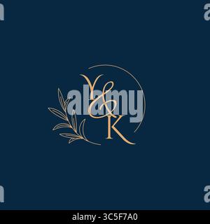 YK Initial Wedding Monogram Logo with Minimalistic Style vector graphic Stock Vector
