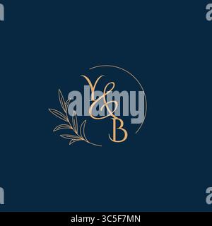 YB Initial Wedding Monogram Logo with Minimalistic Style vector graphic Stock Vector