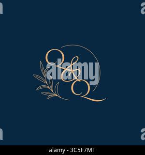 QQ Initial Wedding Monogram Logo with Minimalistic Style vector graphic Stock Vector