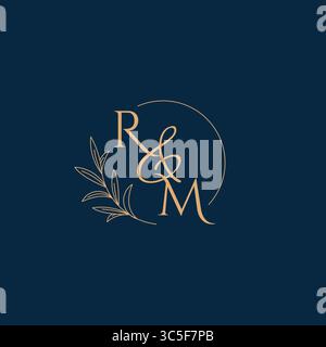 RM Initial Wedding Monogram Logo with Minimalistic Style vector graphic Stock Vector