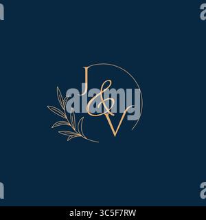 JV Initial Wedding Monogram Logo with Minimalistic Style vector graphic Stock Vector