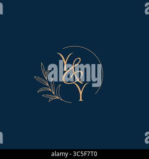 YY Initial Wedding Monogram Logo with Minimalistic Style vector graphic Stock Vector