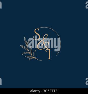 SI Initial Wedding Monogram Logo with Minimalistic Style vector graphic Stock Vector