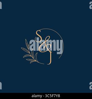 SJ Initial Wedding Monogram Logo with Minimalistic Style vector graphic Stock Vector