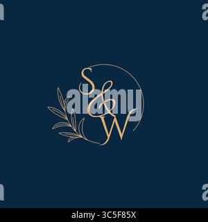 SW Initial Wedding Monogram Logo with Minimalistic Style vector graphic Stock Vector