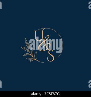 US Initial Wedding Monogram Logo with Minimalistic Style vector graphic Stock Vector