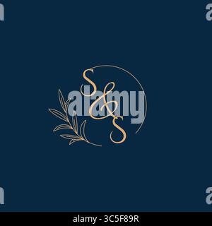 SS Initial Wedding Monogram Logo with Minimalistic Style vector graphic Stock Vector