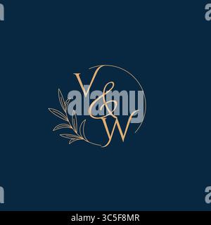 VW Initial Wedding Monogram Logo with Minimalistic Style vector graphic Stock Vector