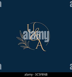 UA Initial Wedding Monogram Logo with Minimalistic Style vector graphic Stock Vector