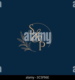SP Initial Wedding Monogram Logo with Minimalistic Style vector graphic Stock Vector
