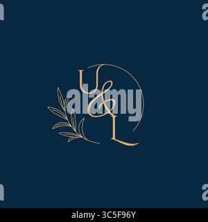 UL Initial Wedding Monogram Logo with Minimalistic Style vector graphic Stock Vector