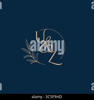 UZ Initial Wedding Monogram Logo with Minimalistic Style vector graphic Stock Vector