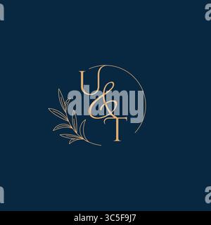 UT Initial Wedding Monogram Logo with Minimalistic Style vector graphic Stock Vector