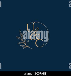 UC Initial Wedding Monogram Logo with Minimalistic Style vector graphic Stock Vector
