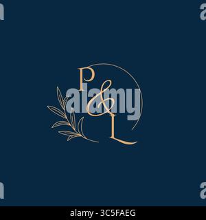 PL Initial Wedding Monogram Logo with Minimalistic Style vector graphic Stock Vector