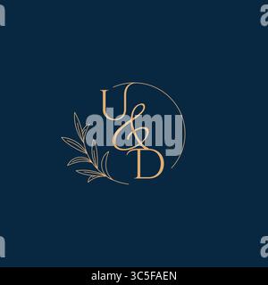 UD Initial Wedding Monogram Logo with Minimalistic Style vector graphic Stock Vector