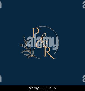 PR Initial Wedding Monogram Logo with Minimalistic Style vector graphic Stock Vector