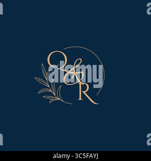 QR Initial Wedding Monogram Logo with Minimalistic Style vector graphic Stock Vector