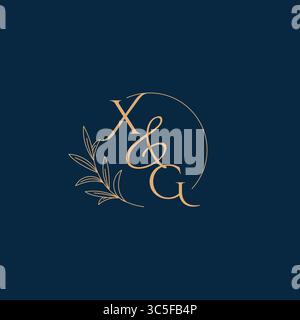XG Initial Wedding Monogram Logo with Minimalistic Style vector graphic Stock Vector