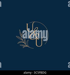 UU Initial Wedding Monogram Logo with Minimalistic Style vector graphic Stock Vector