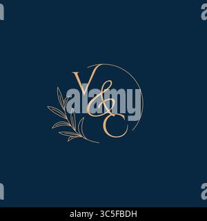 VC Initial Wedding Monogram Logo with Minimalistic Style vector graphic Stock Vector